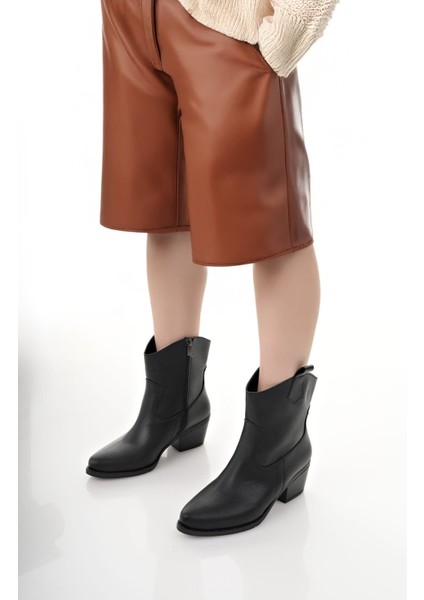 Western Acı Kahve Kısa Kovboy Çizme 6 cm Topuklu Rahat Yürüyüş İçin Tasarlandı