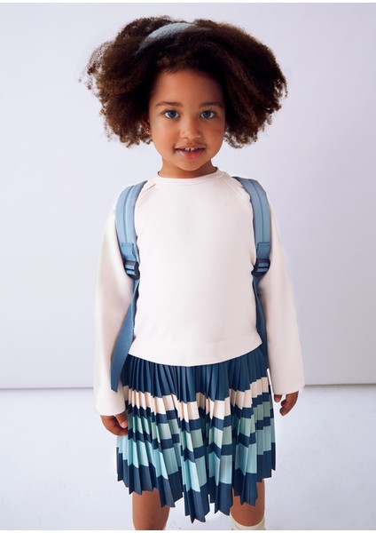 4911-15 Kız Çocuk Bej Çizgili Elbise fiyatları