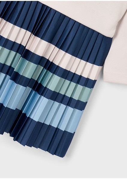 4911-15 Kız Çocuk Bej Çizgili Elbise indirimleri