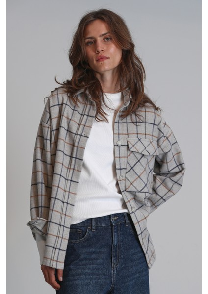 Nelson Kadın Gömlek Regular Fit Gri