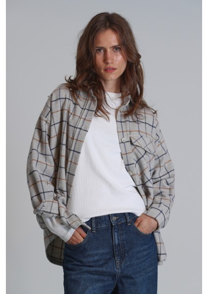 Nelson Kadın Gömlek Regular Fit Gri