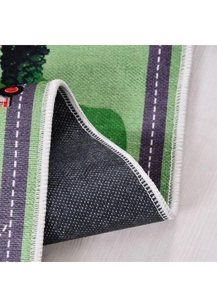 Wehr Figürlü Yeşil Pamuk ve Polyester Kaydırmaz Tabanlı Dijital Baskı Çcuk Halısı indirimleri