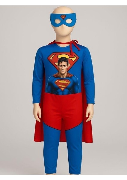 Erkek Çocuk Maskeli Pelerinli 3'lü Superman Kostümü modelleri