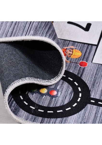 Brugg Figürlü Gri Pamuk ve Polyester Kaydırmaz Tabanlı Dijital Baskı Çocuk Halısı modelleri