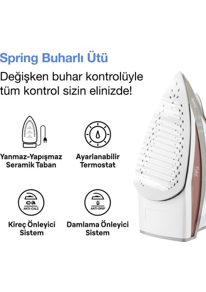 Gül Kurusu Pembe Buharlı Ütü, Pratik ve Şık Ev Temizliği Aracı fiyatları