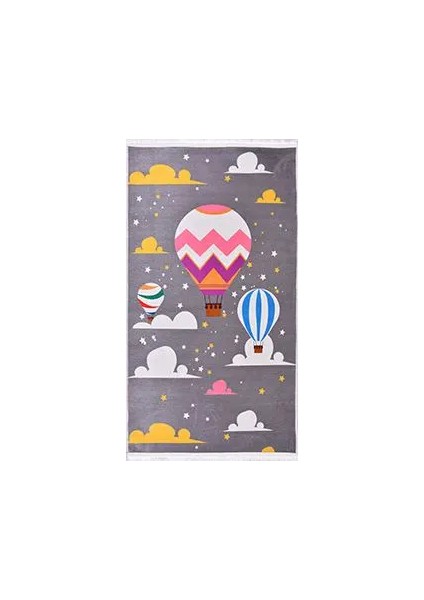 Aigle Figürlü Gri Pamuk ve Polyester Kaydırmaz Taban Dijital Baskı Çocuk Halısı