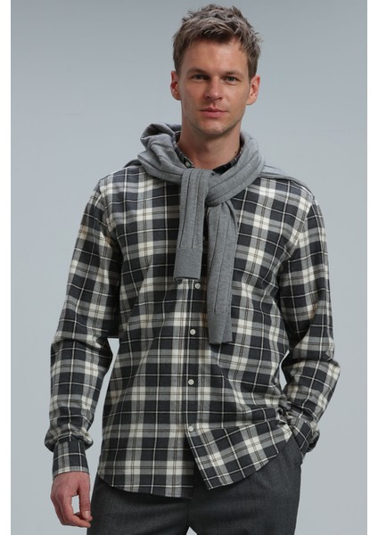 Red Erkek Basic Gömlek Regular Fit Gri