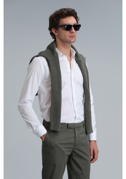 Mega Erkek Basic Gömlek Comfort Fit Beyaz