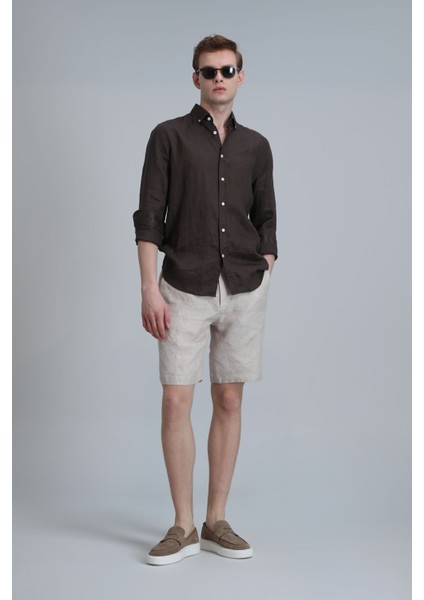 Peler Spor Erkek Chino Şort Slim Fit Siyah