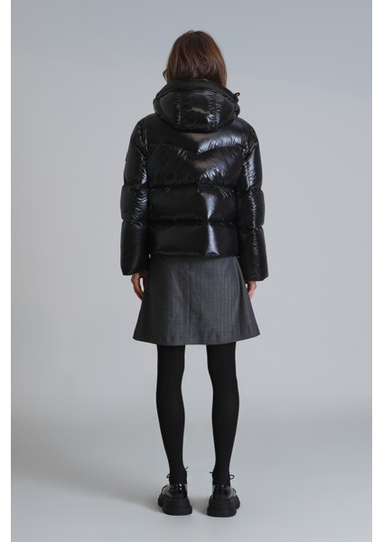 Shay Kaz Tüyü Kadın Mont Siyah