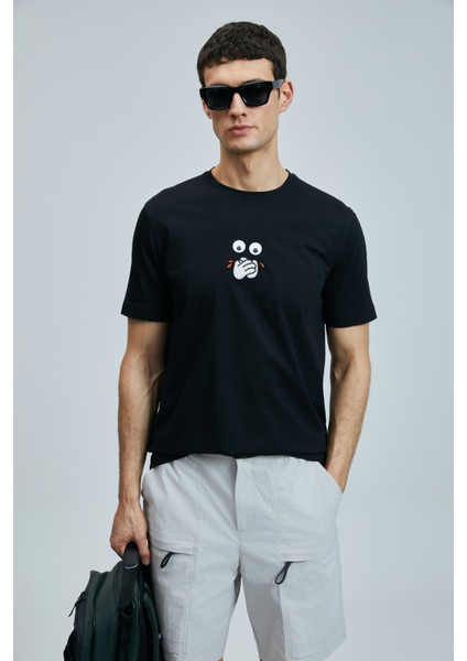 Zany Modern Grafik T- Shirt Siyah