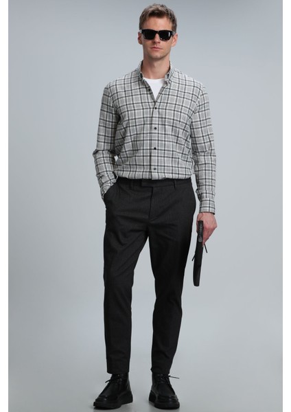 Lamira Erkek Basic Gömlek Comfort Slim Fit Gri
