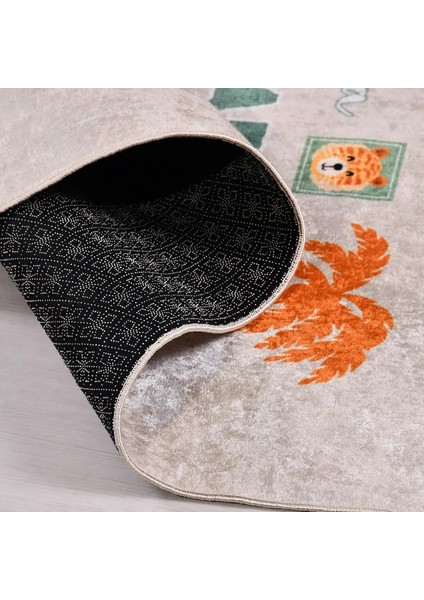 Baden Figürlü Krem Pamuk ve Polyester Kaydırmaz Tabanlı Dijital Baskı Çocuk Halısı modelleri