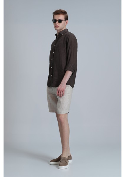 Peler Spor Erkek Chino Şort Slim Fit Siyah