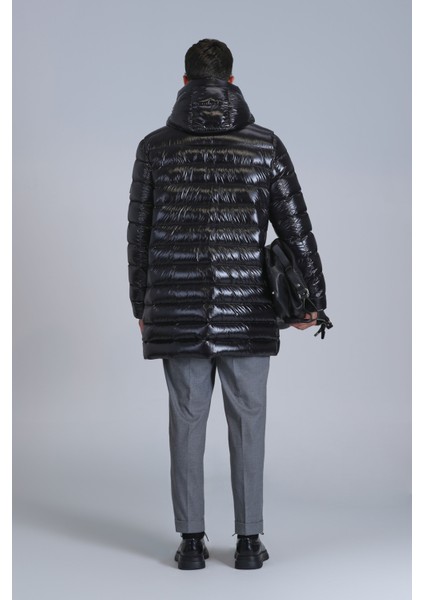 Albert Kaz Tüyü Erkek Mont Siyah