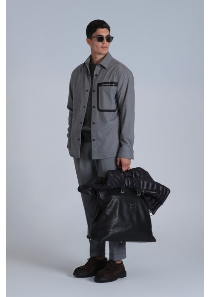 Hard Erkek Basic Gömlek Slim Fit Gri