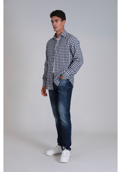 Madrid Erkek Basic Gömlek Slim Fit Lacivert