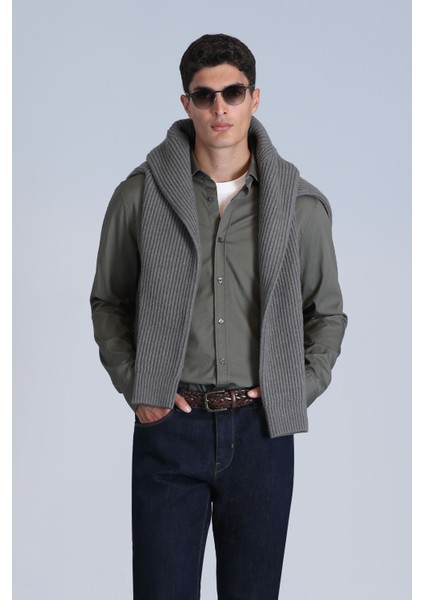 Ferla Erkek Basic Gömlek Slim Fit Lacivert