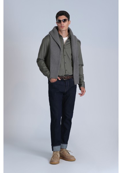 Ferla Erkek Basic Gömlek Slim Fit Lacivert