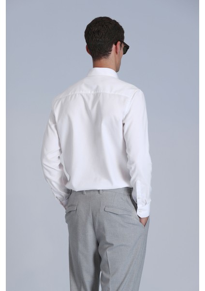 Barka Erkek Basic Gömlek Slim Fit Beyaz