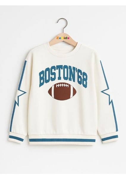 Erkek Çocuk Boston Yazılı Tasarım Oversize Sweatshirt fırsatları