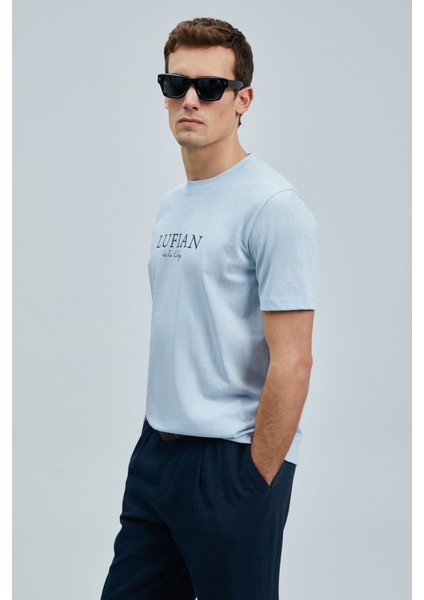 Love Regular Fit Erkek Mavi T-Shirt (111020238)