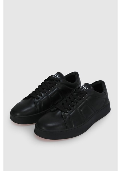 Zeus Erkek Hakiki Deri Sneaker Ayakkabı Siyah
