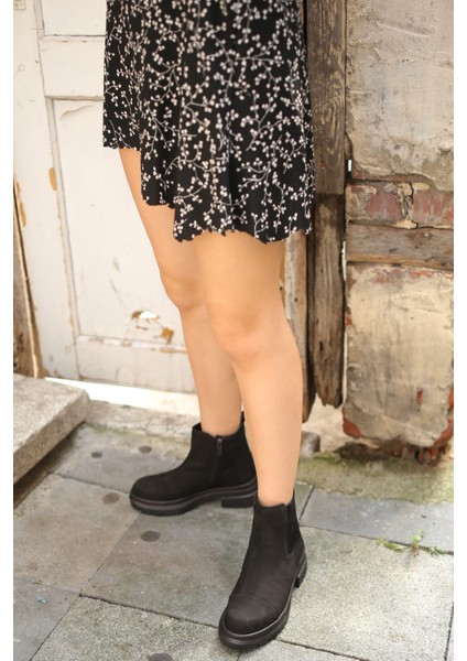 1660 Hakiki Deri Yanları Lastik Detaylı Tırtıklı Kalın Taban Fermuarlı Bot fiyatları
