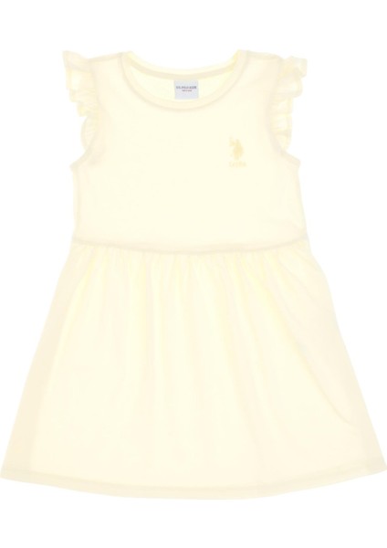 Kız Çocuk Limon Fırfır Kollu Bisiklet Yaka Pamuk Örme Elbise modelleri