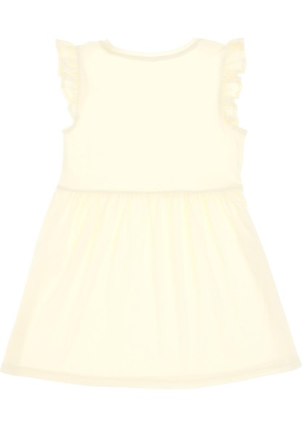 Kız Çocuk Limon Fırfır Kollu Bisiklet Yaka Pamuk Örme Elbise fırsatları