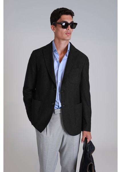 Dor Spor Erkek Blazer Ceket Slim Fit Siyah