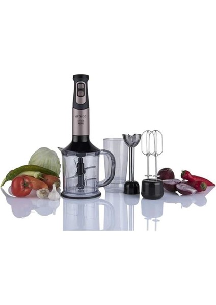 El Blender Seti 1200W, Paslanmaz Çelik Bıçak, 1.2 L Hazne, Renkli