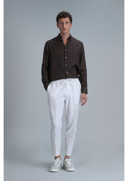 Pitaya Erkek Keten Gömlek Comfort Fit Siyah