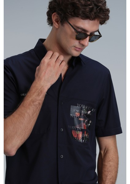 Look Erkek Basic Gömlek Regular Fit Lacivert