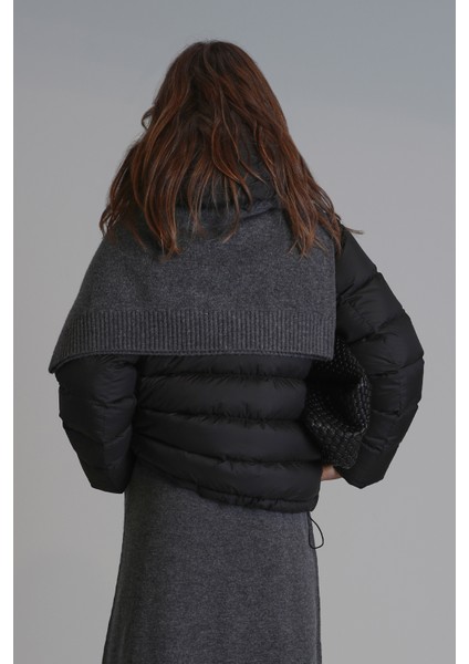 Rose Kaz Tüyü Kadın Mont Siyah