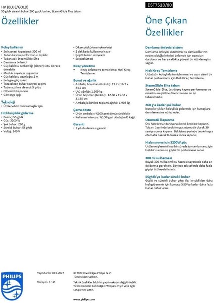 Yüksek Performanslı 7500 Serisi 3200 W Buharlı Ütü, Siyah