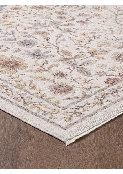 Frezia Floral Bambu Polyester Oturma Odası Salon Mutfak Halısı Eskitme Çiçekli Vintage Halı