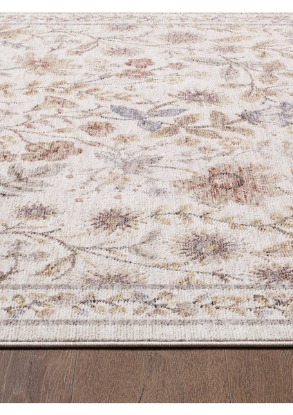 Frezia Floral Bambu Polyester Oturma Odası Salon Mutfak Halısı Eskitme Çiçekli Vintage Halı