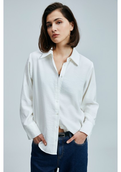 Hannah Kadın Gömlek Regular Fit Ekru