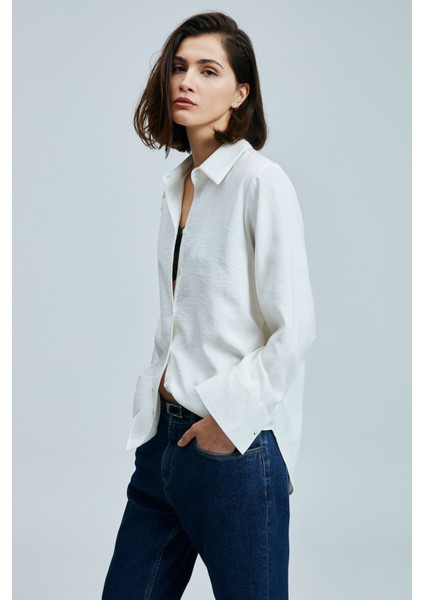 Hannah Kadın Gömlek Regular Fit Ekru