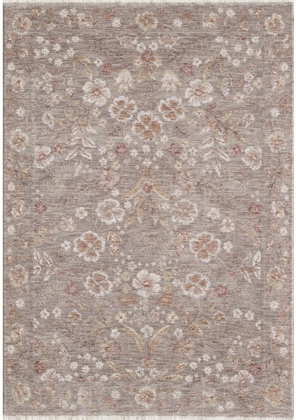 Frezia Floral Bambu Polyester Oturma Odası Salon Mutfak Halısı Eskitme Çiçekli Vintage Halı