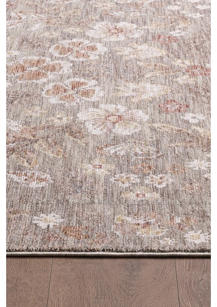 Frezia Floral Bambu Polyester Oturma Odası Salon Mutfak Halısı Eskitme Çiçekli Vintage Halı