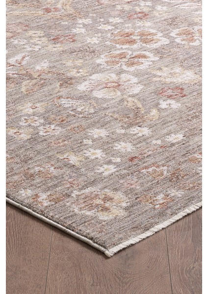 Frezia Floral Bambu Polyester Oturma Odası Salon Mutfak Halısı Eskitme Çiçekli Vintage Halı