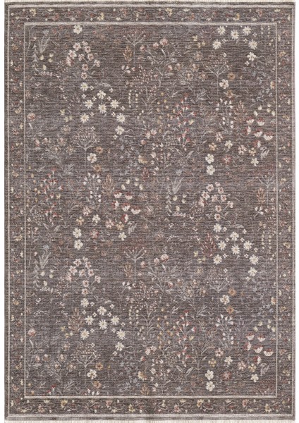 Frezia Floral Bambu Polyester Oturma Odası Salon Mutfak Halısı Eskitme Çiçekli Vintage Halı