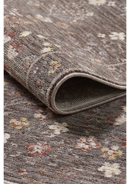 Frezia Floral Bambu Polyester Oturma Odası Salon Mutfak Halısı Eskitme Çiçekli Vintage Halı