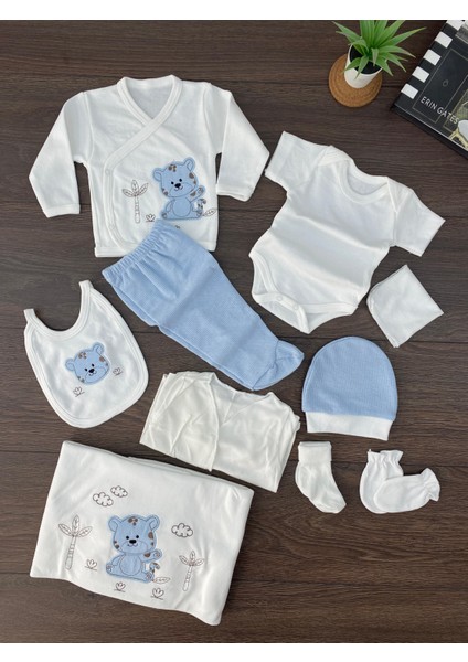 “bebek 10’lu Hastane Çıkış Seti Ayıcık Desenli Pamuklu Yenidoğan Mükemmel Kalitede Yumuşacık Dokusuyla 0-3 Ay”