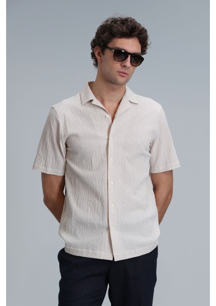 Femer Erkek Basic Gömlek Regular Fit Bej