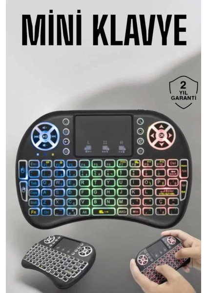 Msa-Shop Işıklı Kablosuz Mini Q Klavye Tüm Cihazlara Uyumlu