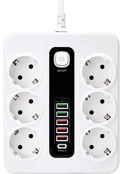 HP-H04 3000W 10AMPER 6’lı 2metre Uzatma Kablolu Çoklu Termal Akım Priz modelleri