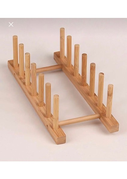 Bambu Ahşap Tabaklık Tabak Standı 6 Lı